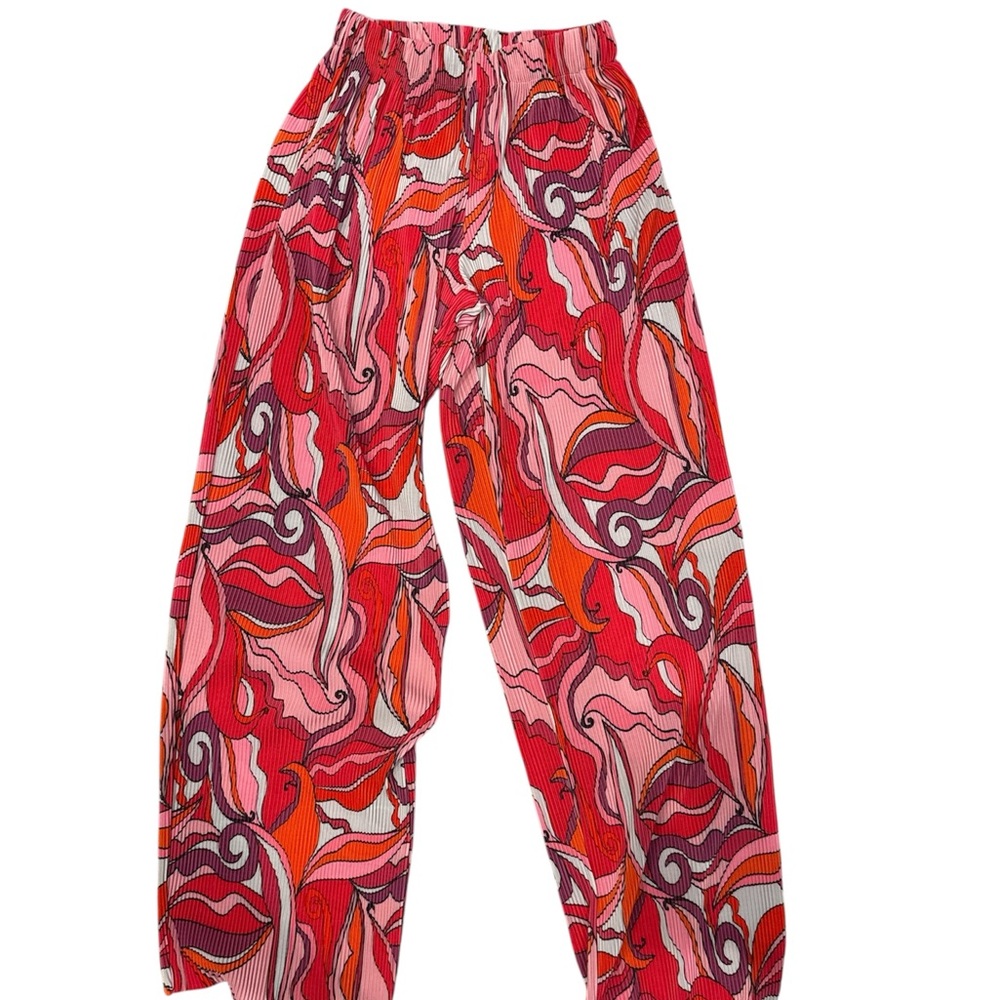 Boohoo Pink and Orange Swirl Patterned Casual Pants